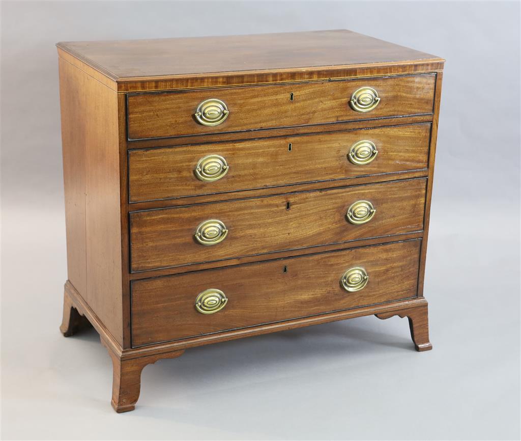 A George III mahogany dressing chest, W.3ft 1in. D.1ft 9in. H.2ft 10in.